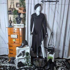 Metamorphoza Tunic Top Asymmetric Pleated Chiffon Layer NWT LARGE Handmade